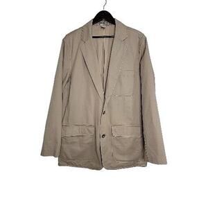 DULUTH TRADING CO Fire Hose Presentation Khaki Elbow Patch Blazer Size L Tall